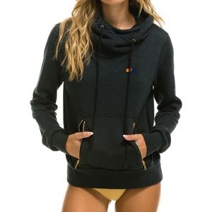Aviator Nation Black Hoodie with Gold Accents